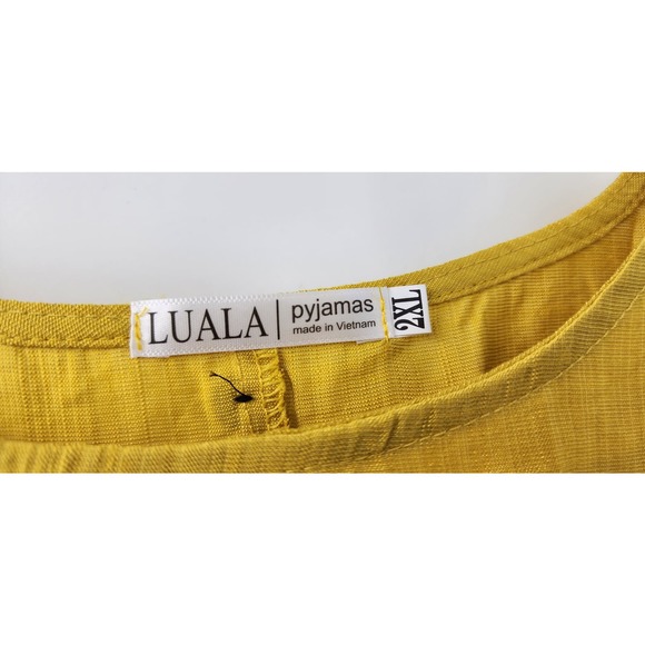 Luala Pyjamas Silk Mustard‎ Sleeveless Button Back Top 2XL - Picture 6 of 6